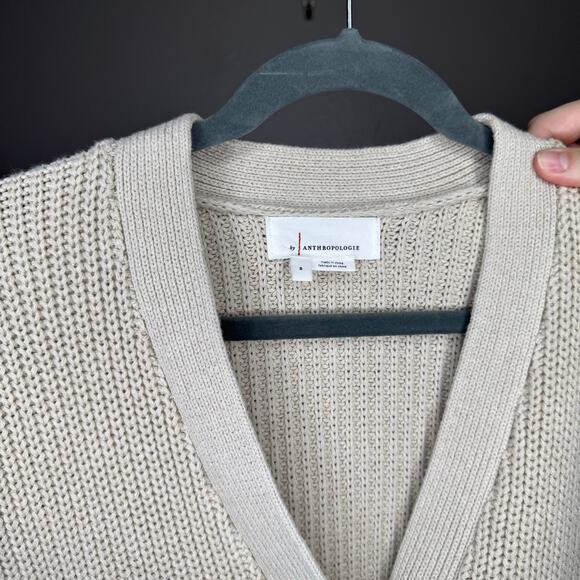 by ANTHROPOLOGIE Tan Button Front Boxy Oversized Cardigan Size Small casual - Picture 2 of 6